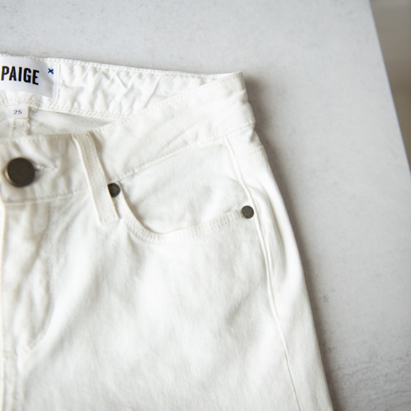 PAIGE  Skyline Crop Skinny Cuffed Hem Optic White Jeans Size 25 - Picture 8 of 12